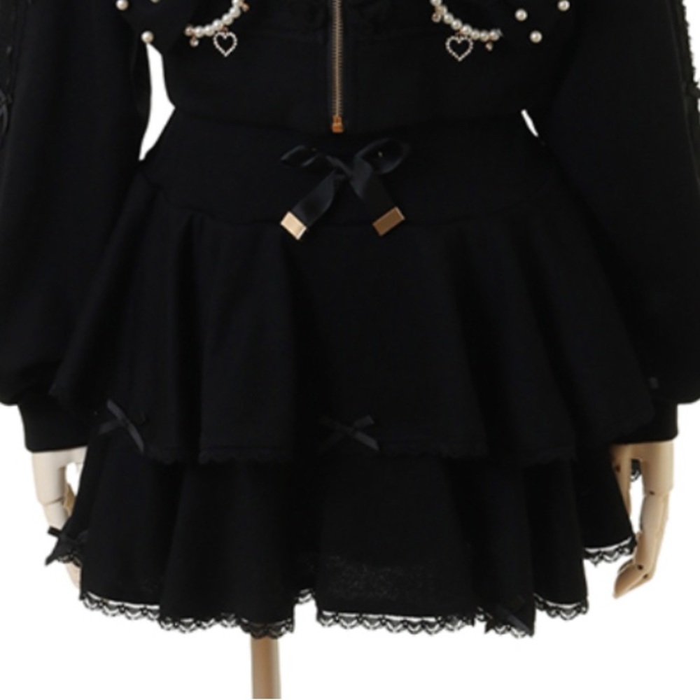 Liz Lisa Jirai Kei Black Tiered Skirt Pants